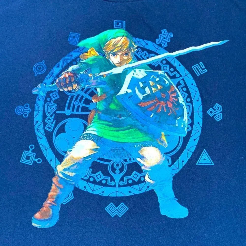 The Legend of Zelda Game Anime Graphic T-Shirt XL Unisex Navy Blue - Picture 1 of 5